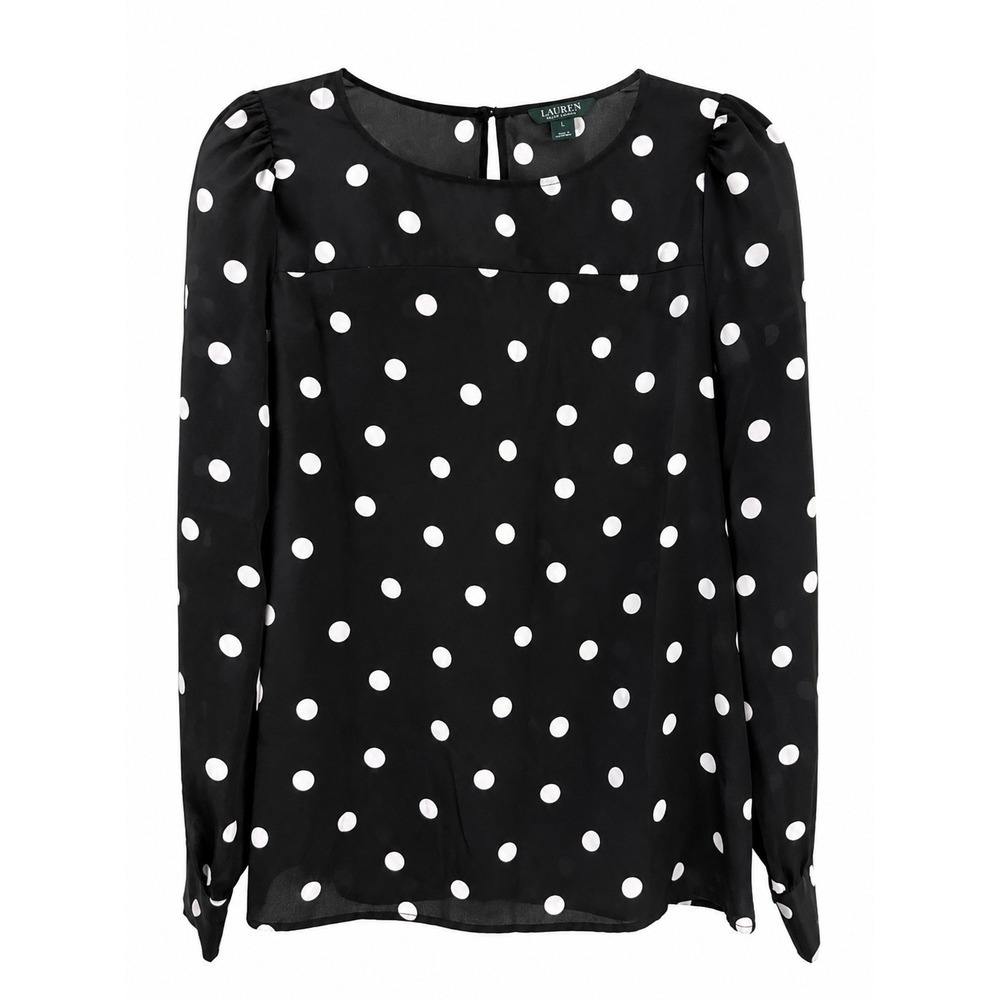 J.Crew Black & White Polka Dot Sheer Blouse Size Small Classic Chic Top size S
